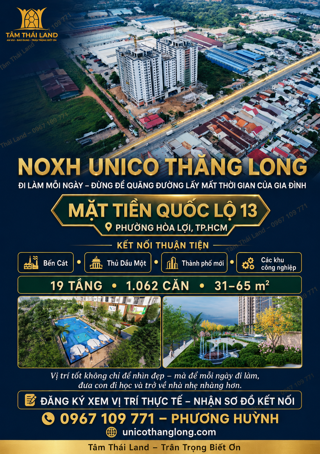Vị trí NOXH Unico Thăng Long mặt tiền Quốc lộ 13