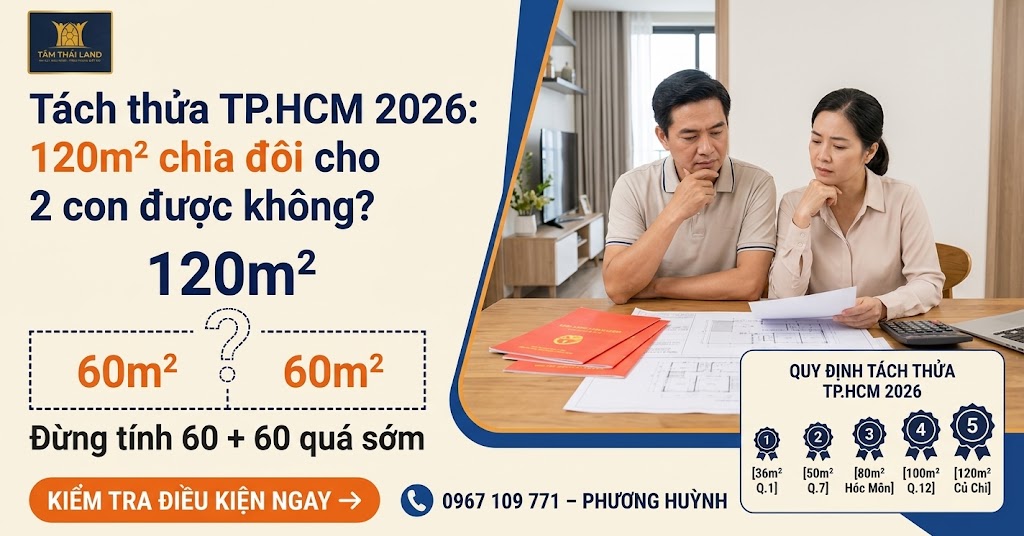 Tách thửa TP.HCM 2026: 120m² chia đôi cho 2 con được không