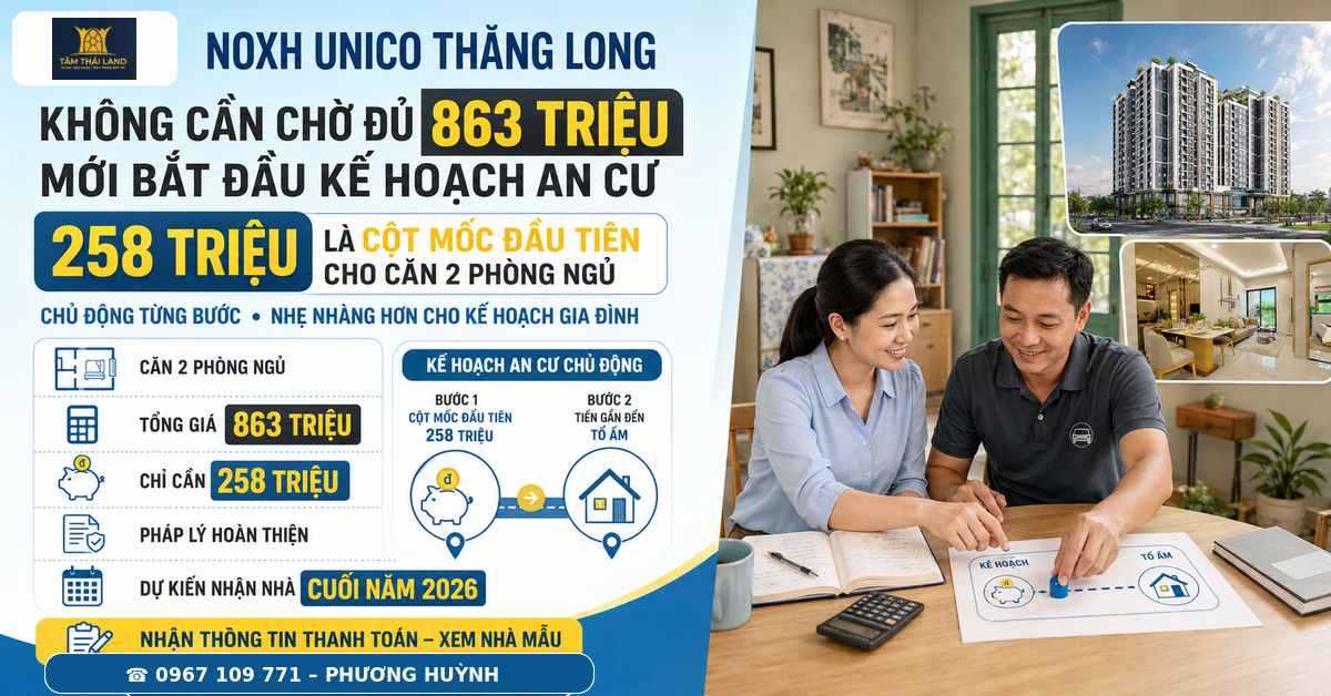 Điều kiện thu nhập mua NOXH Unico Thăng Long năm 2026