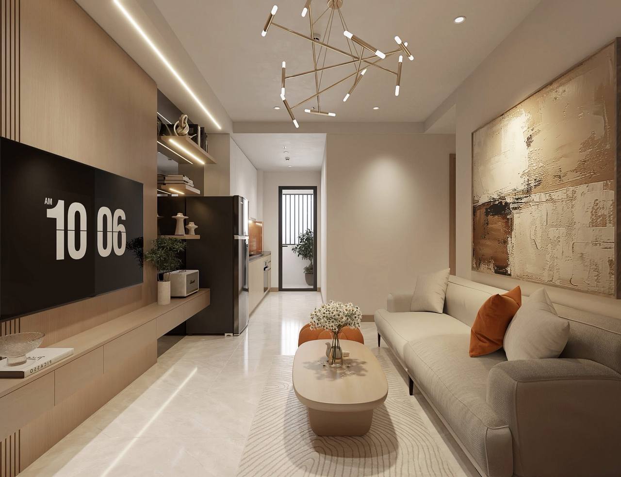 Không gian tham khảo căn hộ 2 phòng ngủ tại NOXH Unico Thăng Long