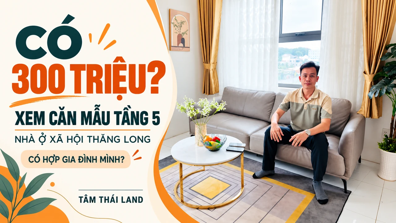 Có khoảng 300 triệu, gia đình xem phòng khách căn mẫu tầng 5 Nhà ở xã hội Thăng Long