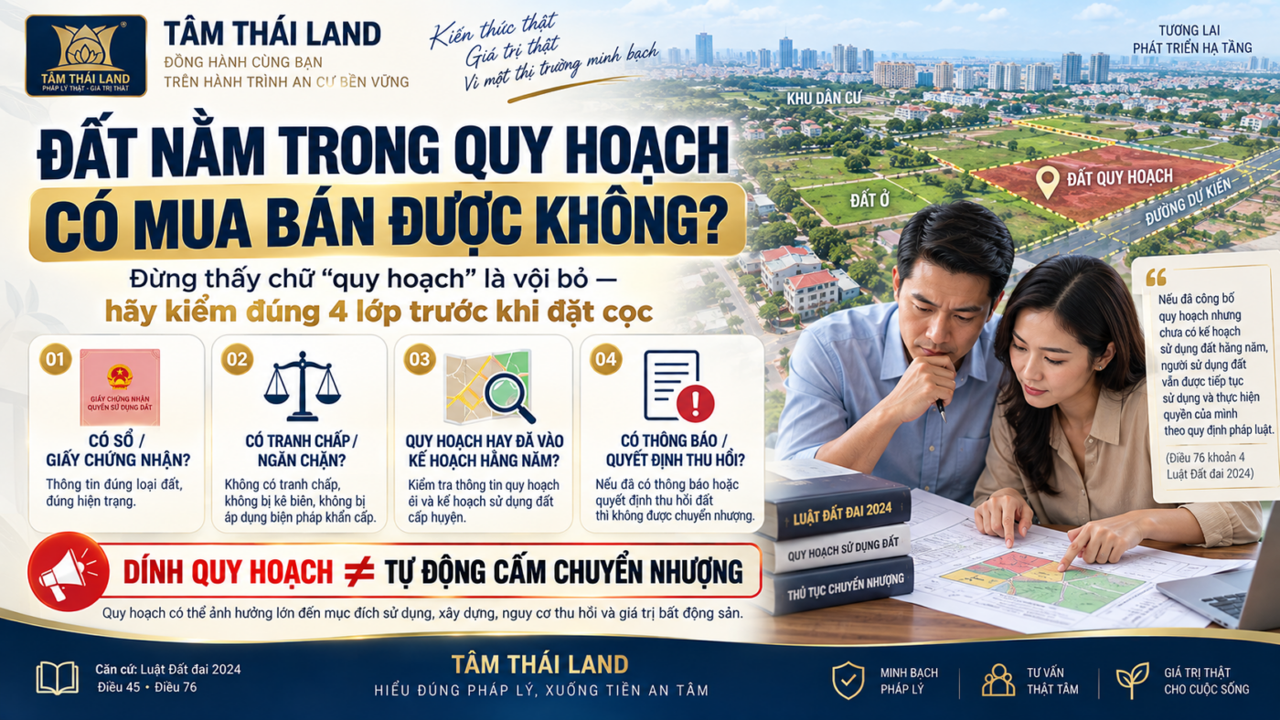 Đất nằm trong quy hoạch có mua bán được không và 4 lớp cần kiểm trước khi đặt cọc