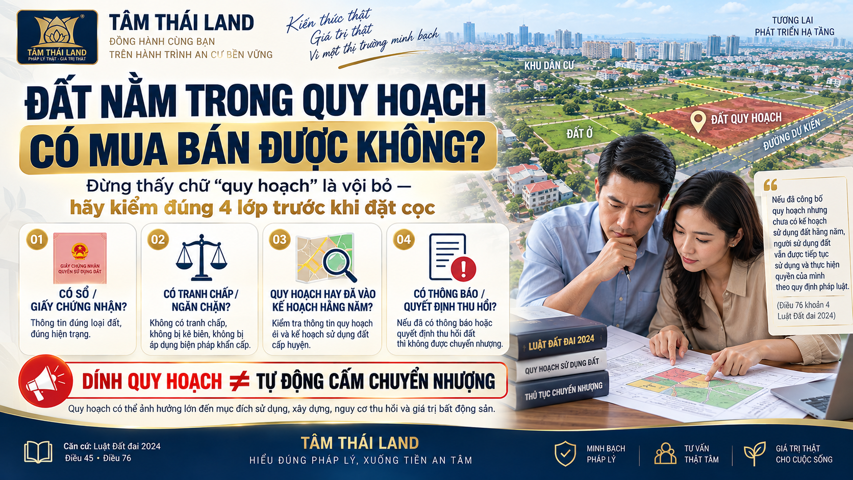 Đất nằm trong quy hoạch có mua bán được không và 4 lớp cần kiểm trước khi đặt cọc