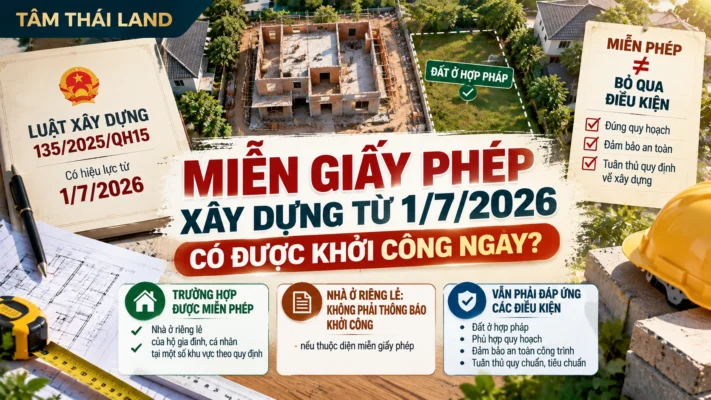 Miễn giấy phép xây dựng từ 1/7/2026 theo Luật Xây dựng 135/2025 và điều kiện khởi công nhà ở riêng lẻ