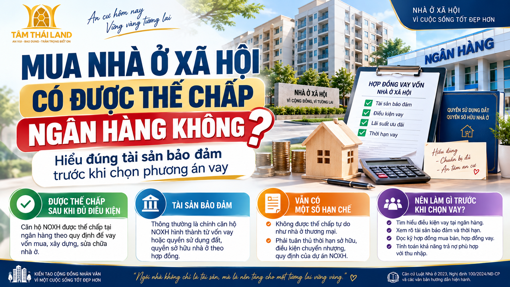 Mua nhà ở xã hội có được thế chấp ngân hàng không và cách hiểu tài sản bảo đảm trước khi chọn phương án vay