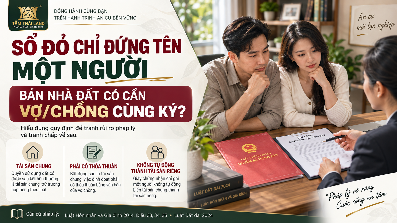 Sổ đỏ chỉ đứng tên một người bán nhà đất có cần vợ chồng cùng ký và cách xác định tài sản chung