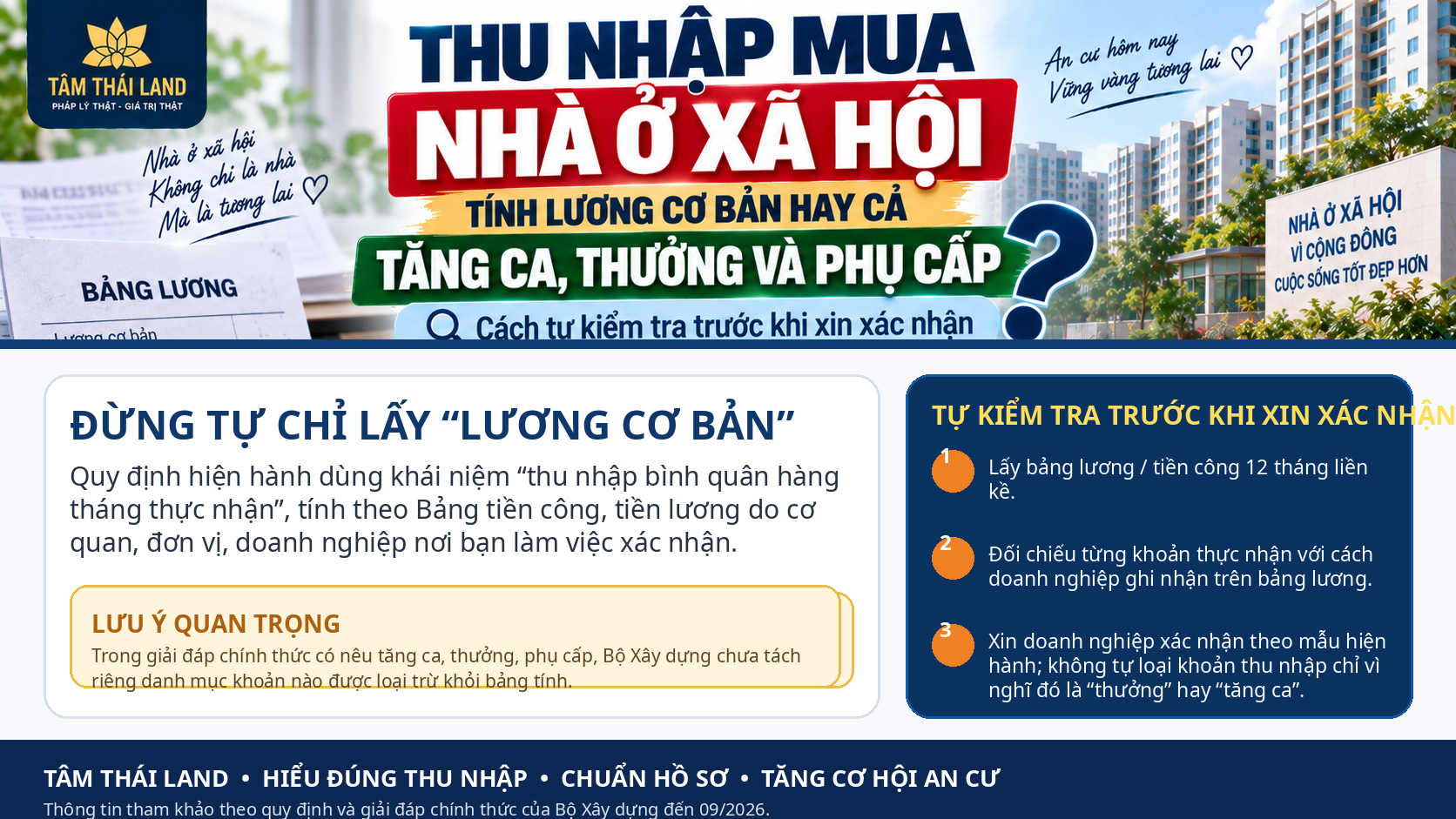 Thu nhập mua nhà ở xã hội tính lương cơ bản hay cả tăng ca thưởng phụ cấp và cách tự kiểm trước khi xin xác nhận