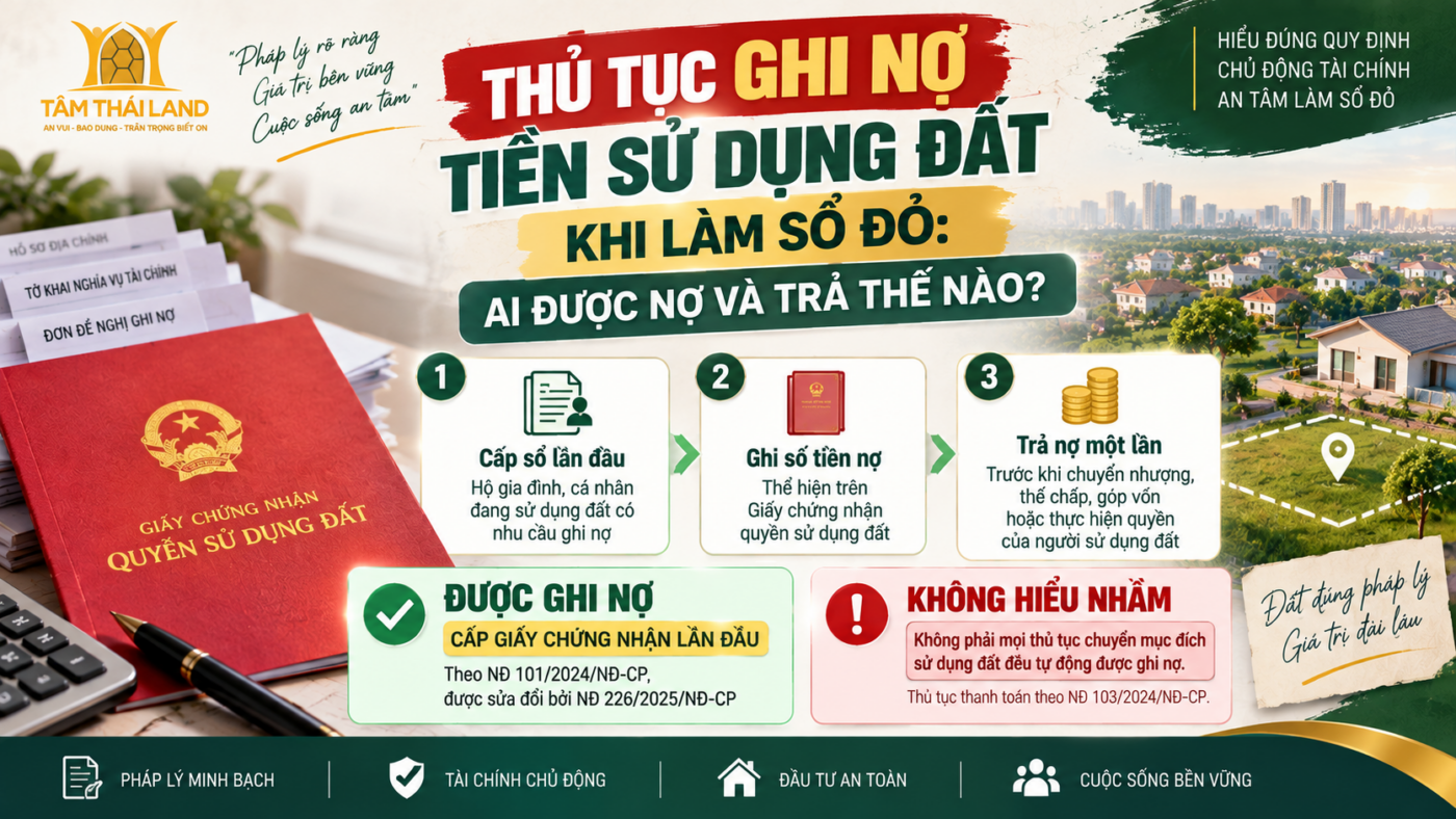 Thủ tục ghi nợ tiền sử dụng đất khi làm sổ đỏ, ai được ghi nợ và cách thanh toán xóa nợ