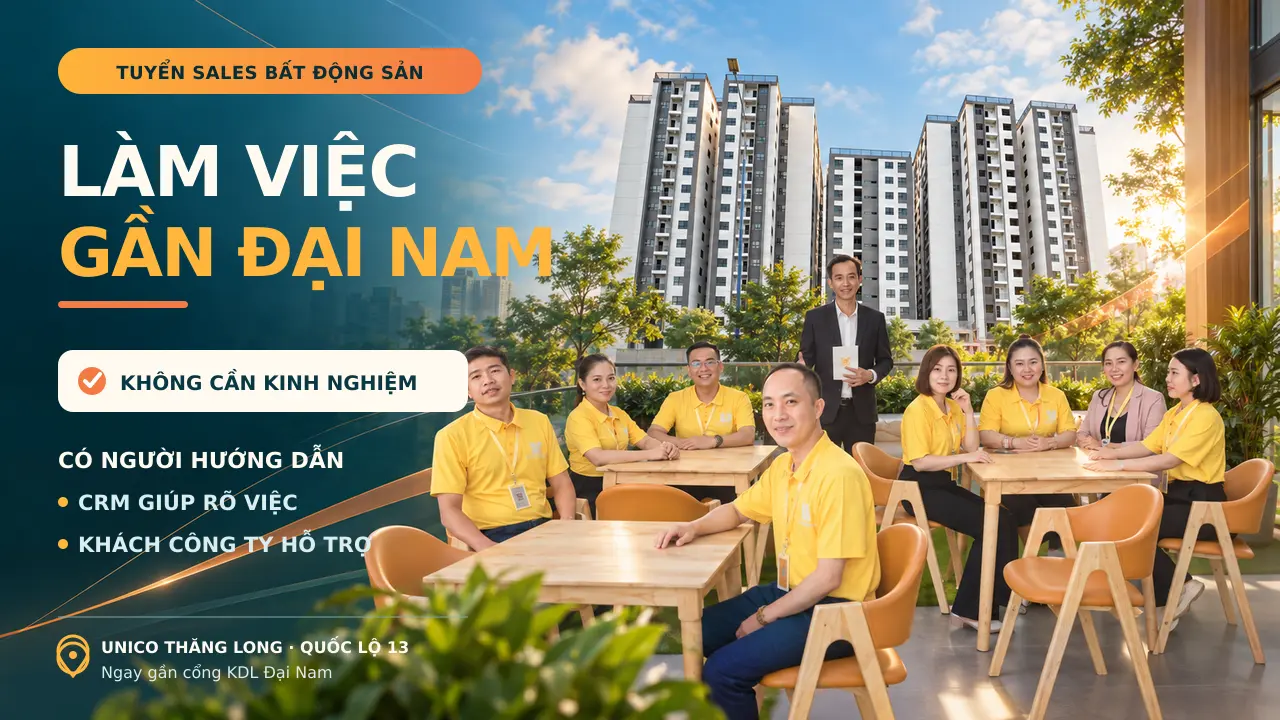 Tuyển sales bất động sản Bình Dương không cần kinh nghiệm làm việc gần Đại Nam