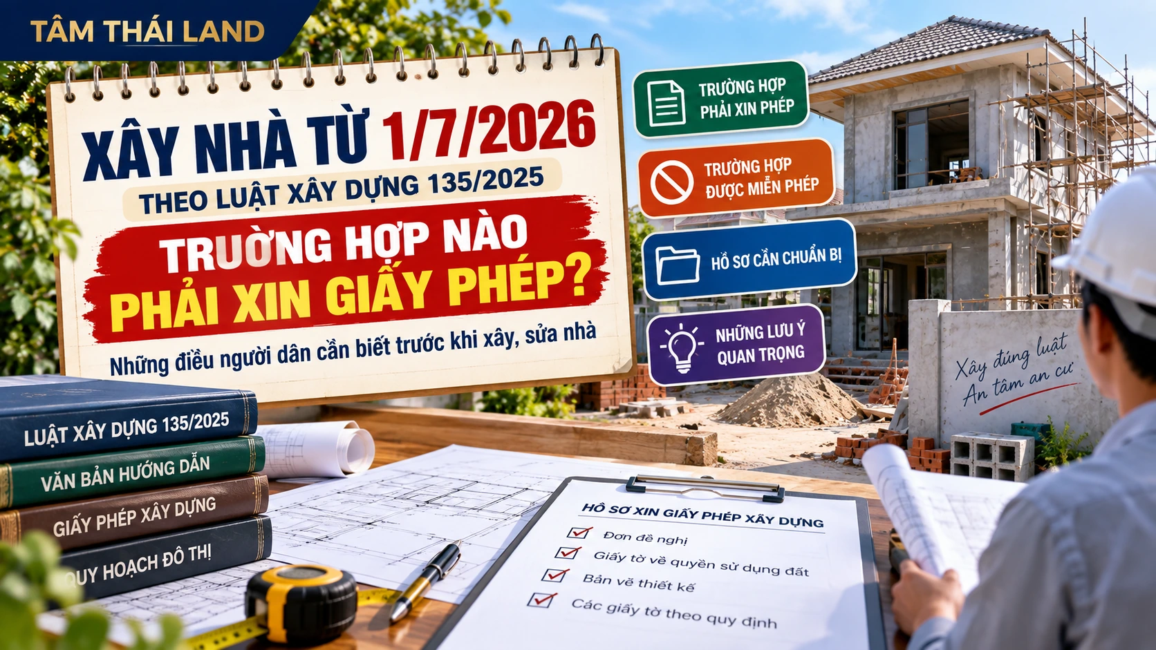 Xây nhà từ 1/7/2026 theo Luật Xây dựng 135/2025 và các trường hợp phải xin giấy phép xây dựng