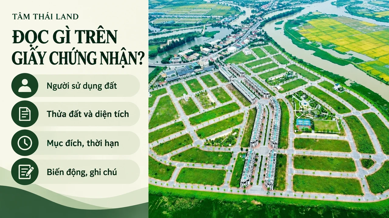 Toàn cảnh ROX Living Aquamarine cạnh bốn trường thông tin cần đọc trên giấy chứng nhận