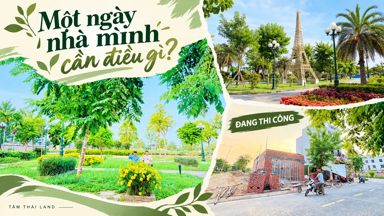 Hai người ở vườn cây, công viên và đường nội khu đang xây tại ROX Living Diễn Châu