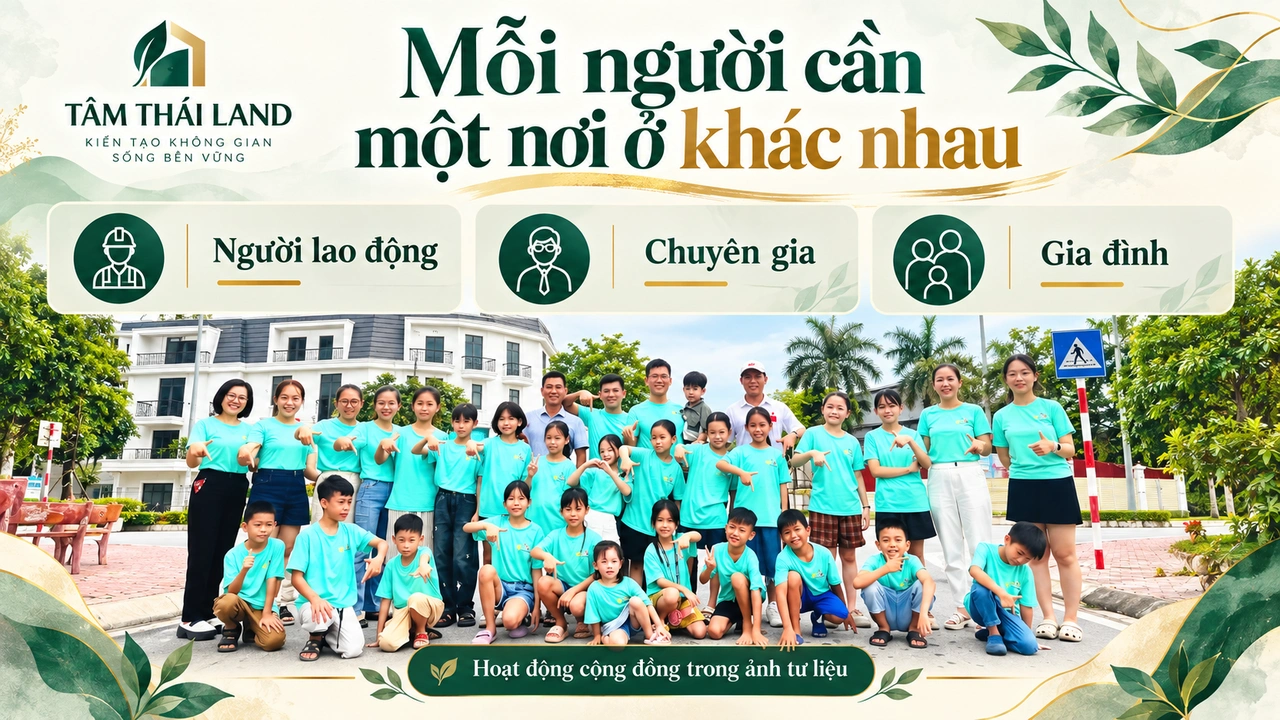 Ảnh minh họa biên tập bằng AI từ tư liệu hoạt động cộng đồng, cùng ba nhóm người lao động chuyên gia và gia đình