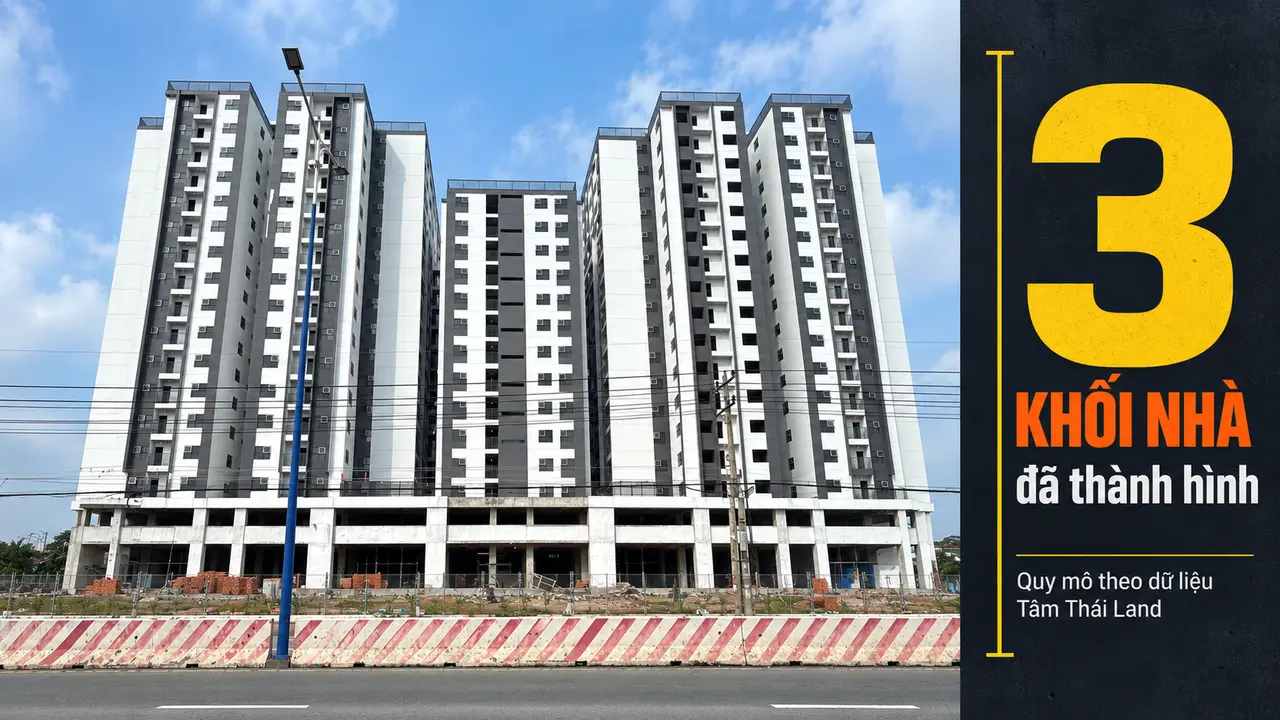 Ba khối nhà Unico Thăng Long đã thành hình tại phường Hòa Lợi