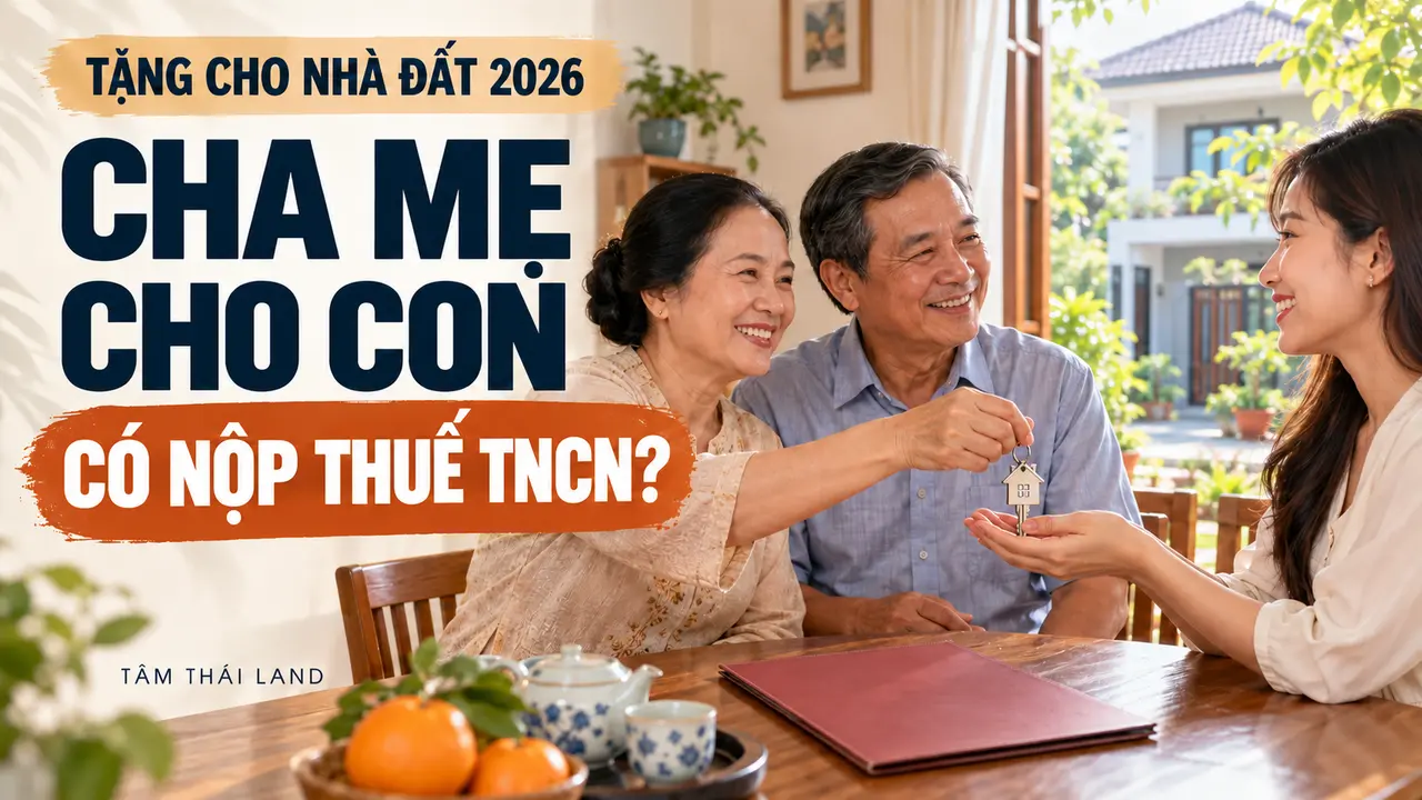 Cha mẹ cho con nhà đất năm 2026: Có phải nộp thuế thu nhập cá nhân khi sang tên không?