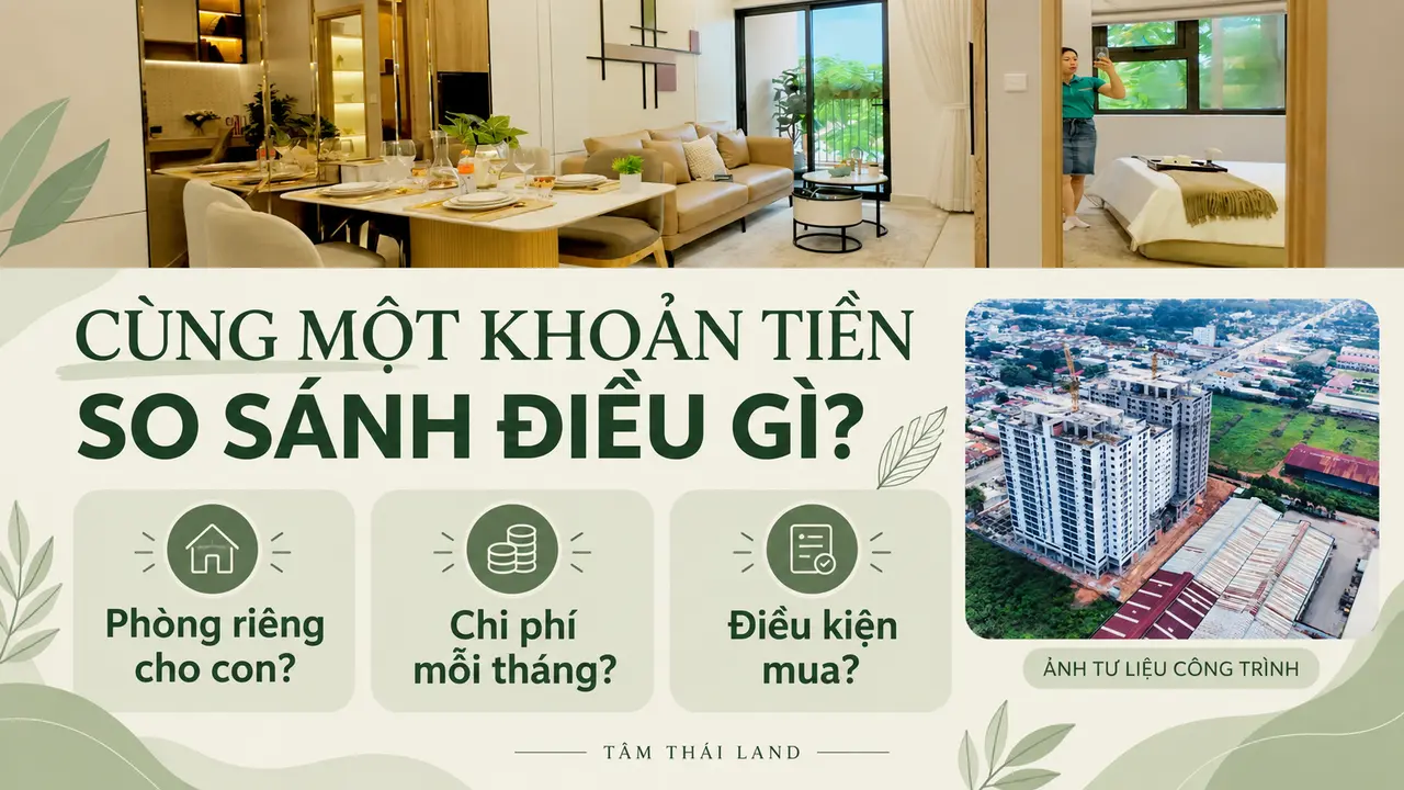 Ba câu hỏi khi so sánh căn 1PN thương mại và 2PN Thăng Long: phòng riêng, chi phí hằng tháng, điều kiện mua
