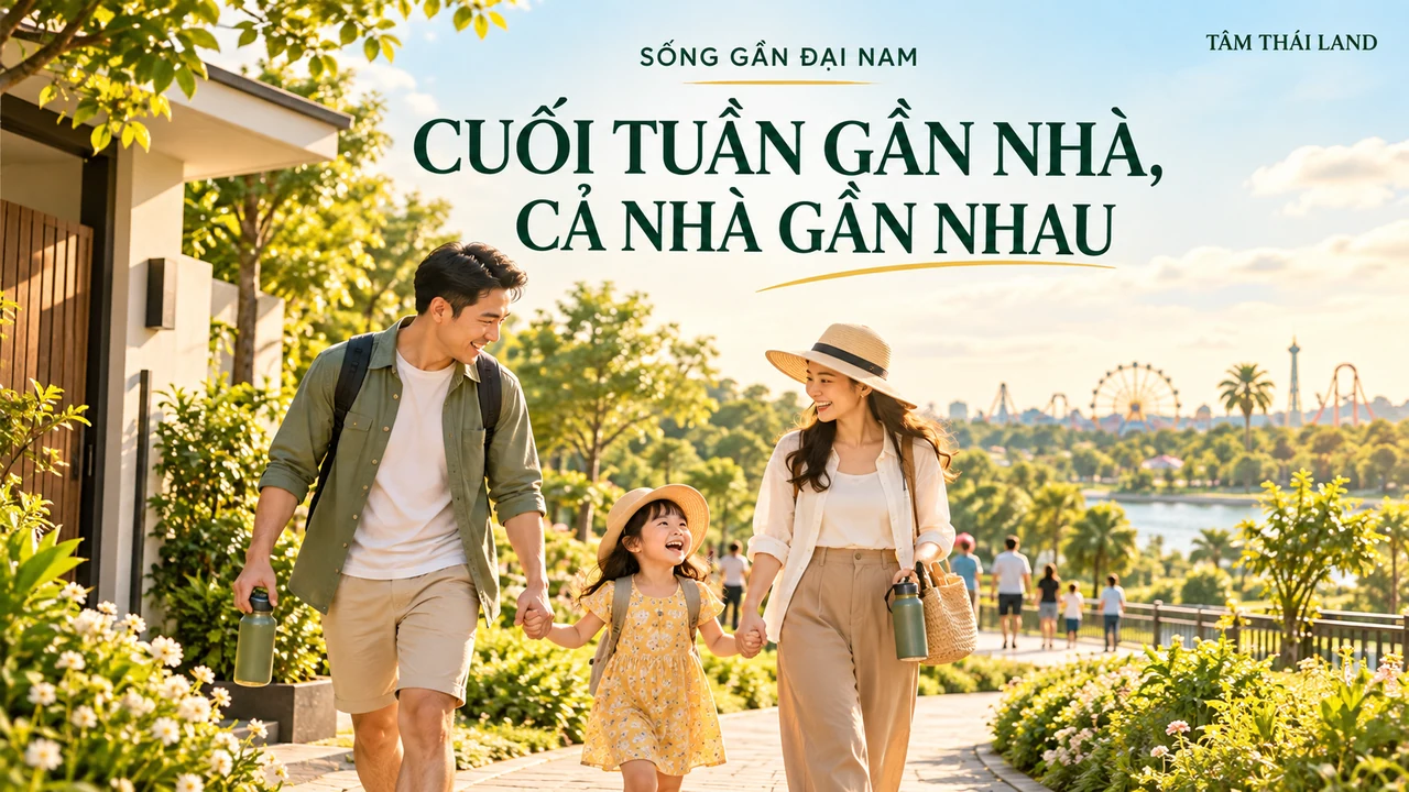 Gia đình có con nhỏ dắt tay nhau đi dạo trong một ngày nghỉ gần nhà