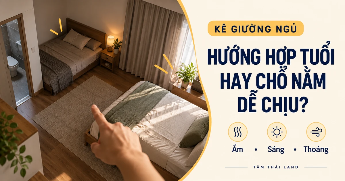 Góc nhìn phòng ngủ có giường sát nhà vệ sinh và vị trí khác gần cửa sổ