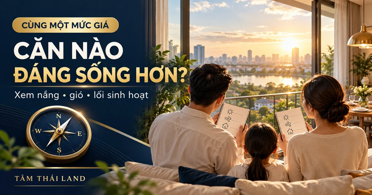 Gia đình nhìn ánh sáng và không gian sinh hoạt của căn hộ để so sánh hai căn nhà cùng giá