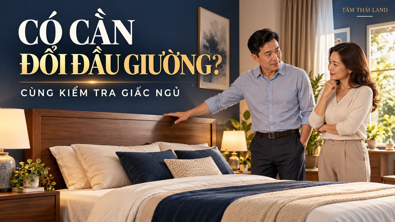 Vợ chồng cùng xem vị trí đầu giường trong phòng ngủ có ánh sáng tự nhiên