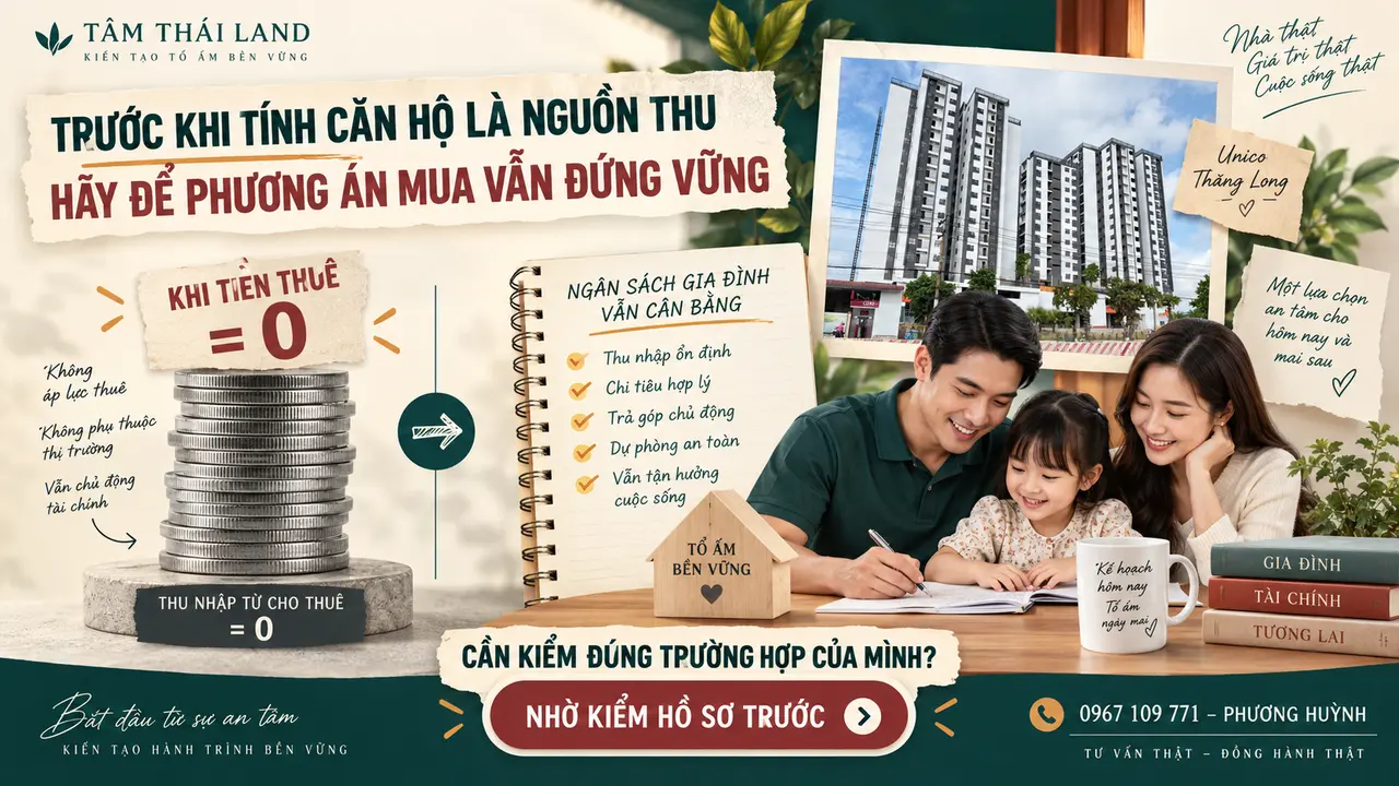 Gia đình lập phương án mua nhà ở xã hội vẫn cân bằng khi chưa có thu nhập từ cho thuê căn hộ