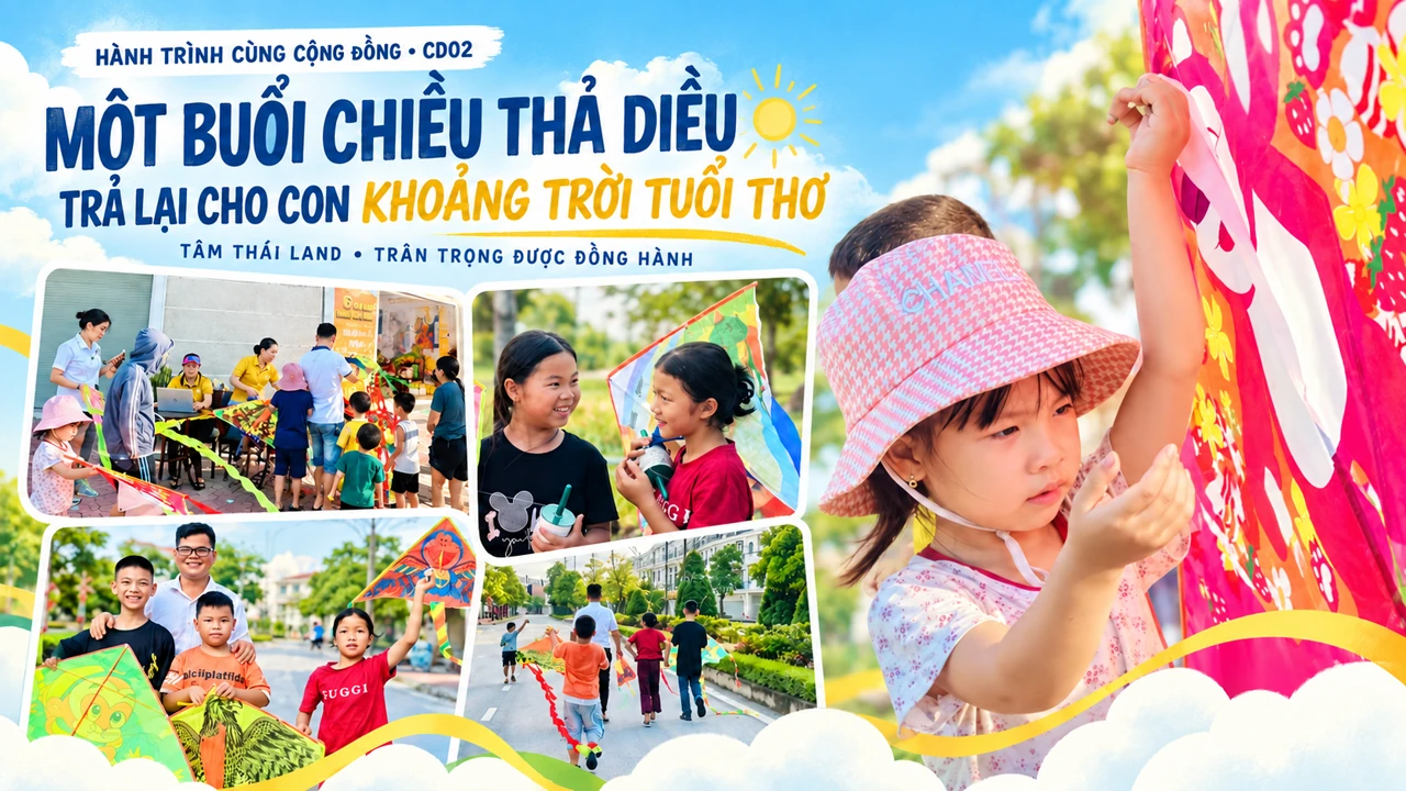 Một buổi chiều thả diều trả lại cho trẻ em khoảng trời tuổi thơ tại Diễn Châu