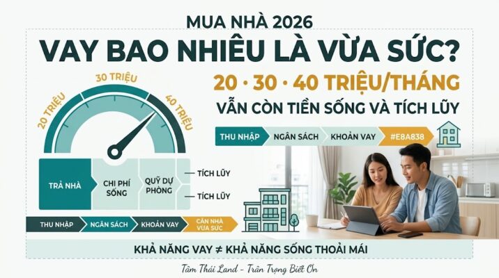 Gia đình trẻ tính khoản vay mua nhà năm 2026 với thu nhập 20, 30 hoặc 40 triệu đồng mỗi tháng để vẫn còn tiền sinh hoạt và tích lũy
