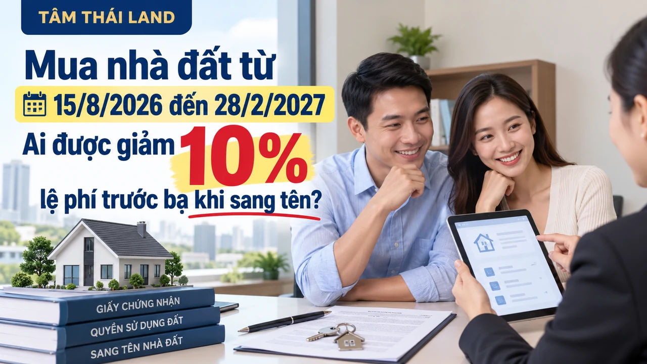 Mua nhà đất từ 15/8/2026 đến 28/2/2027, ai được giảm 10% lệ phí trước bạ khi sang tên