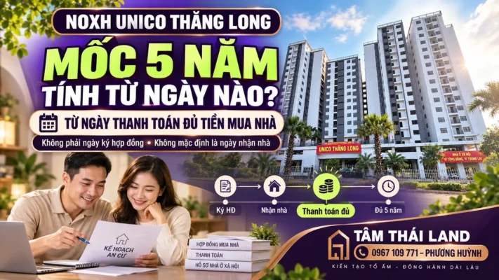 Ảnh đại diện giải thích mốc 5 năm bán lại nhà ở xã hội Unico Thăng Long được tính từ ngày thanh toán đủ tiền mua nhà.