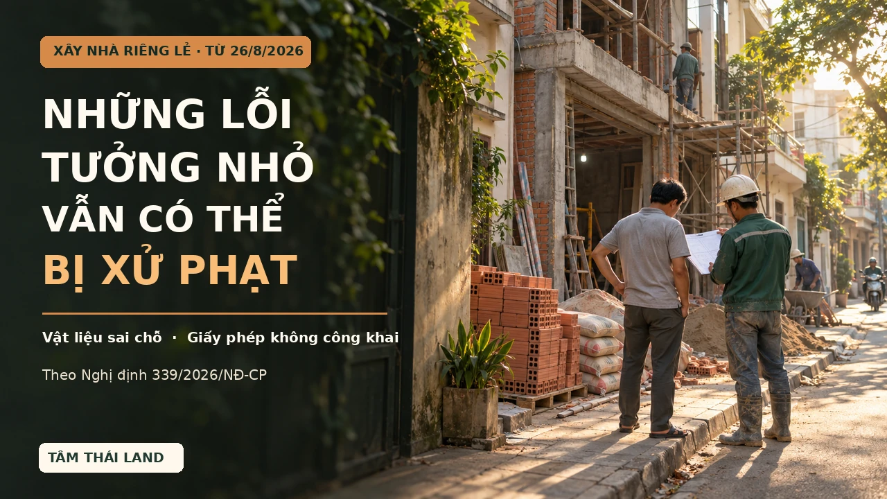 Minh họa công trình nhà ở riêng lẻ và các lỗi về vật liệu, công khai giấy phép từ 26/8/2026