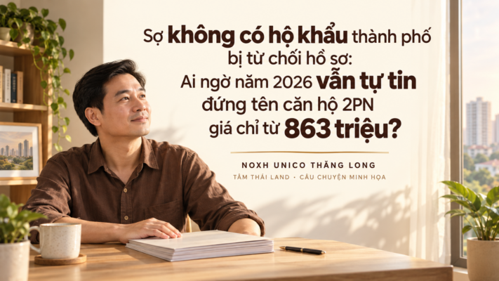 Minh họa người mua nhà nhìn lại hành trình làm hồ sơ mua NOXH TP.HCM khi chưa có hộ khẩu thành phố.