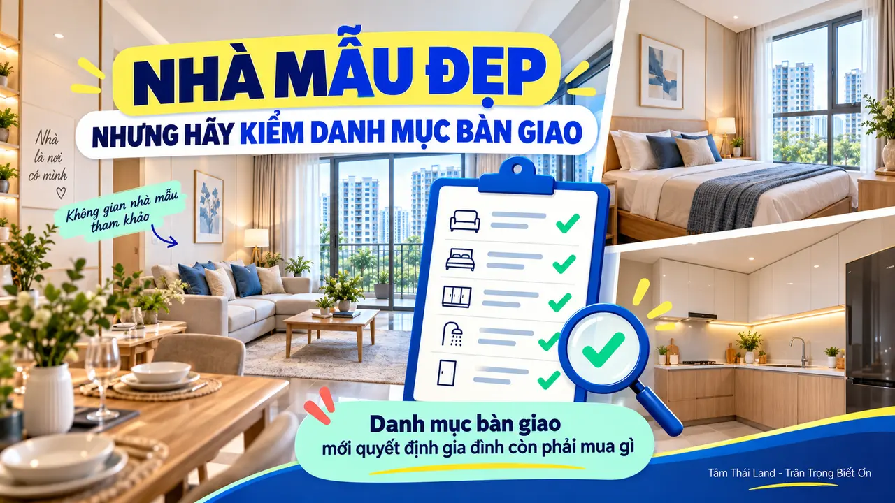 Không gian nhà mẫu Unico Thăng Long minh họa việc đối chiếu nội thất với tiêu chuẩn bàn giao thực tế.