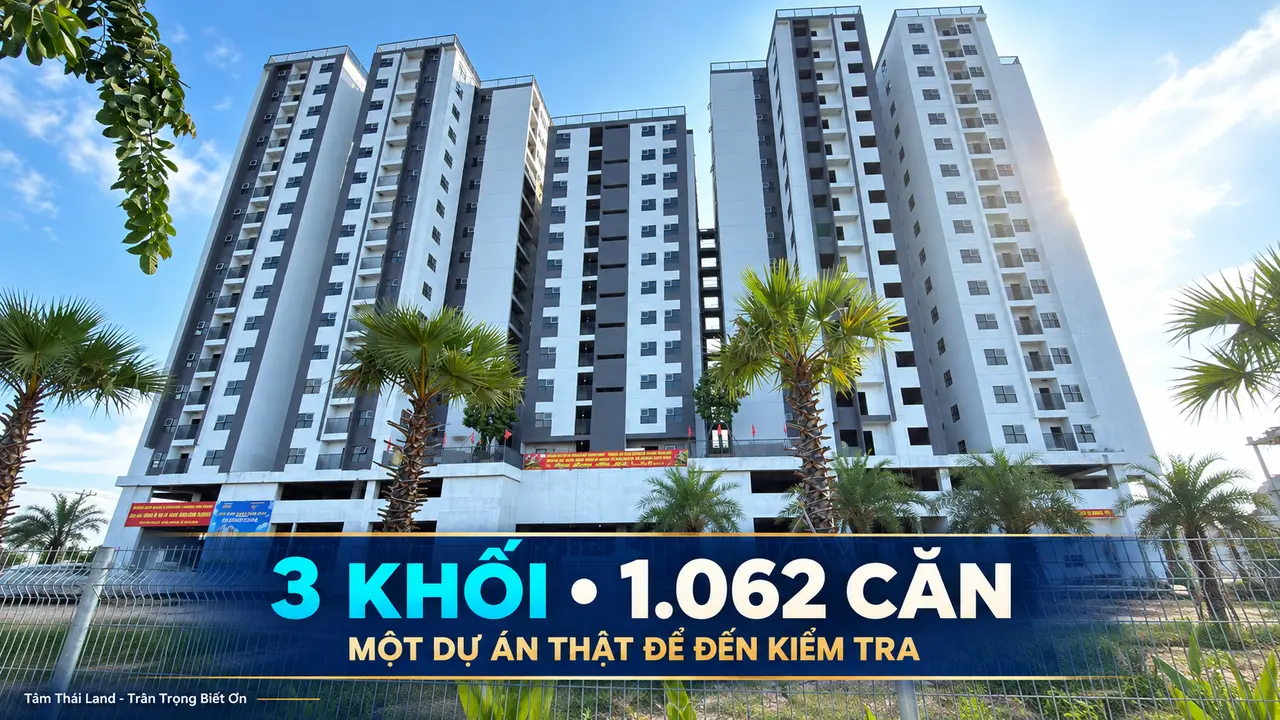 Hình ảnh thực tế ba khối căn hộ NOXH Unico Thăng Long với tổng quy mô 1.062 căn.