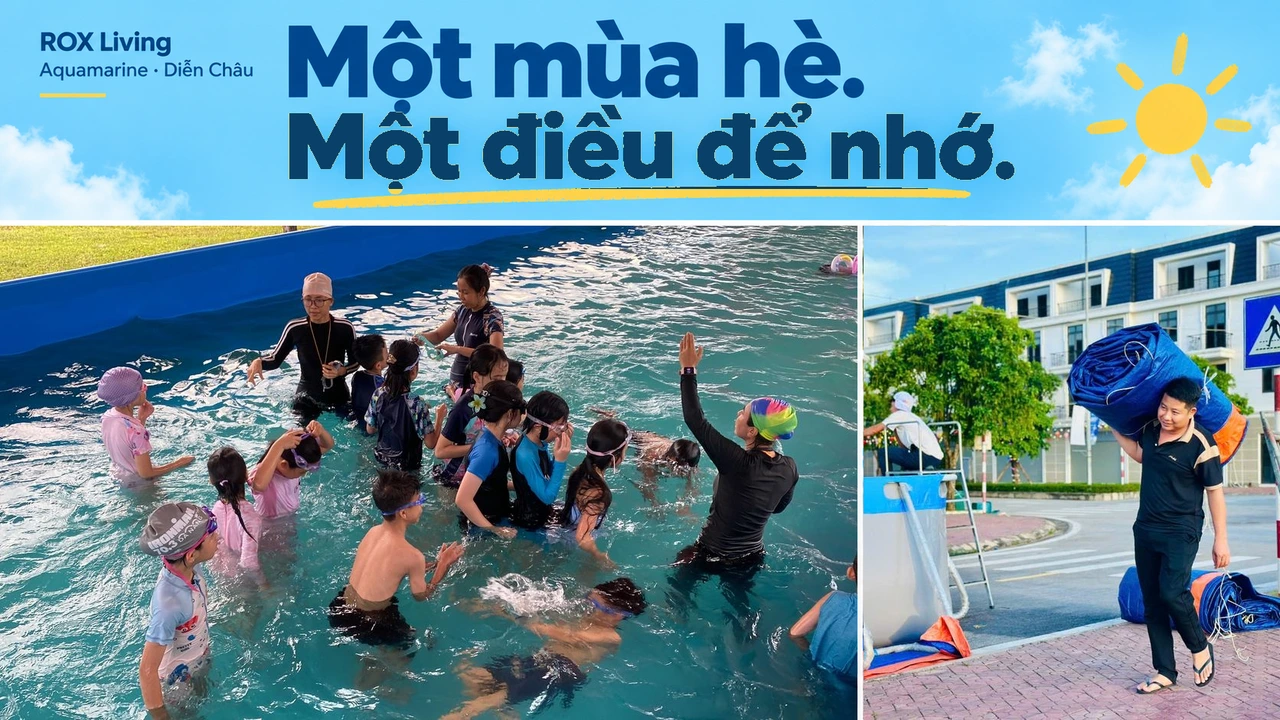 Một mùa hè ở ROX Living Aquamarine — bên bể bơi, con làm quen với nước và bài học tự bảo vệ mình