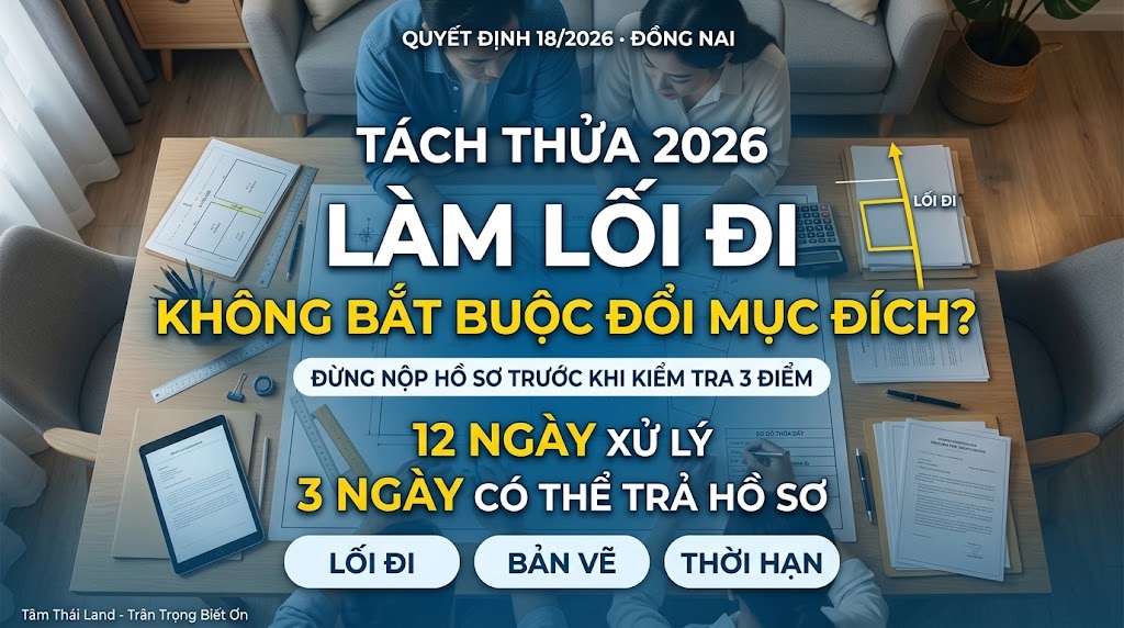 Người dân kiểm tra bản vẽ lối đi khi tách thửa đất Đồng Nai 2026 theo Quyết định 18