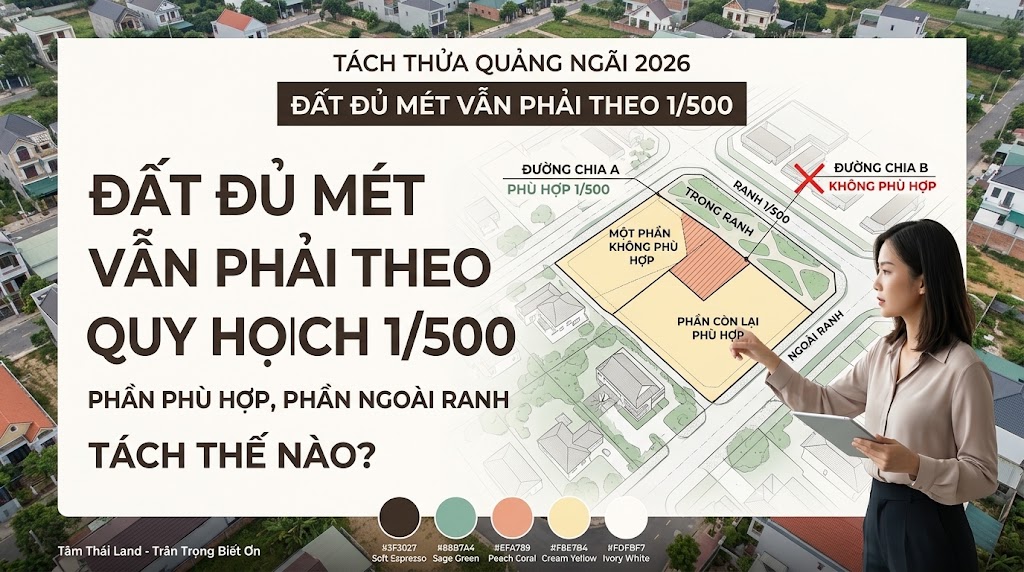 Người dân kiểm tra quy hoạch chi tiết 1/500 khi tách thửa Quảng Ngãi 2026 và phần đất nằm ngoài ranh quy hoạch