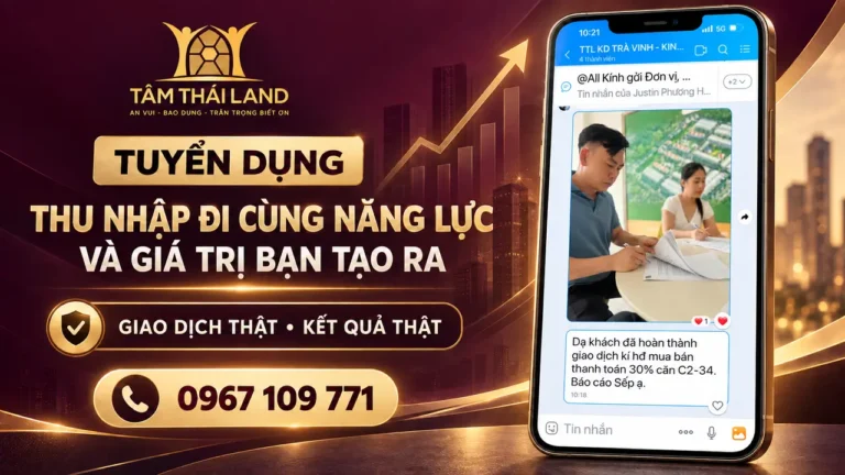 Thu nhập sales bất động sản đi cùng giá trị tạo ra tại Tâm Thái Land