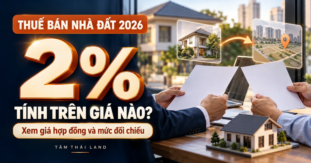 Ảnh chia sẻ hỏi thuế 2% bán nhà đất tính trên giá nào với hai bên so hồ sơ và hình nhà đất
