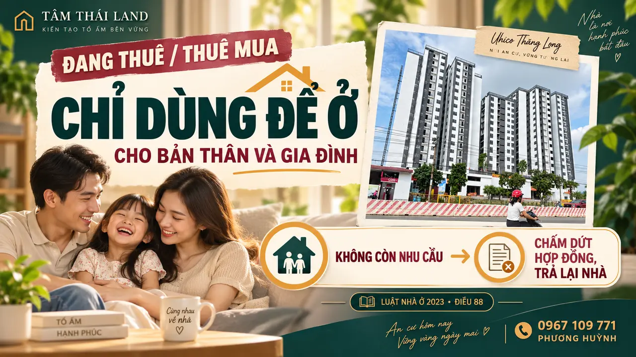 Người thuê hoặc thuê mua nhà ở xã hội chỉ dùng căn hộ để ở cho bản thân và gia đình theo Điều 88 Luật Nhà ở 2023