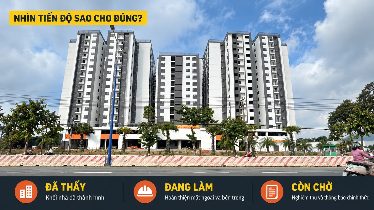 Tiến độ Unico Thăng Long chia theo phần đã thấy, đang làm và còn chờ