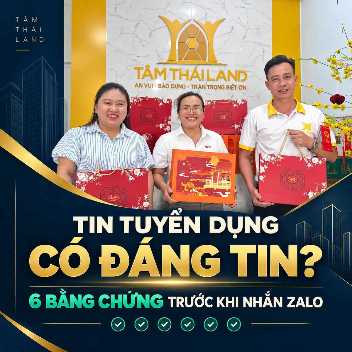 Đội ngũ Tâm Thái Land và 6 bằng chứng kiểm tra tuyển dụng sales bất động sản
