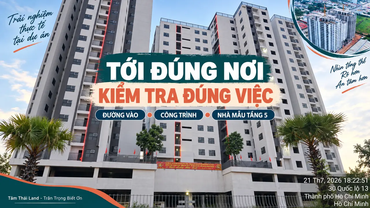 Ảnh thực tế công trình Unico Thăng Long với hướng dẫn kiểm tra đường vào, công trình và nhà mẫu tầng 5.