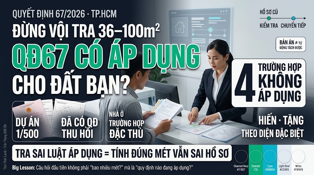 Người dân kiểm tra trường hợp áp dụng Quyết định 67 khi tách thửa TP.HCM 2026 và hồ sơ chuyển tiếp
