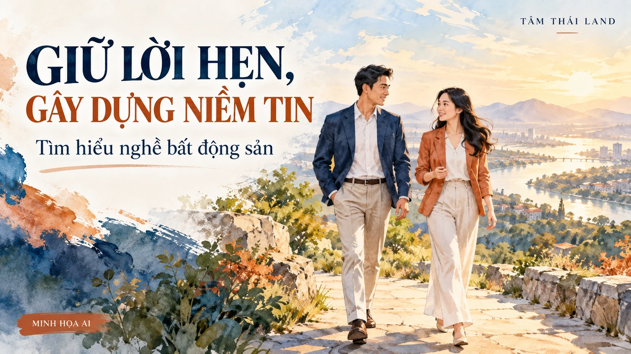 Minh họa AI hai người đồng hành với thông điệp Giữ lời hẹn, gây dựng niềm tin