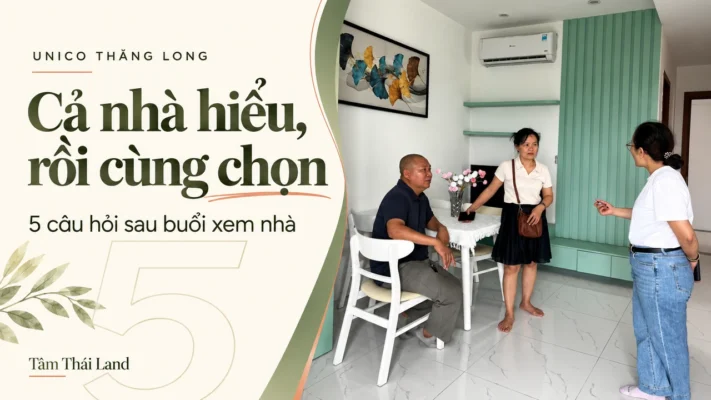 Khách trao đổi trong căn mẫu Unico Thăng Long, thiết kế chữ Cả nhà hiểu, rồi cùng chọn