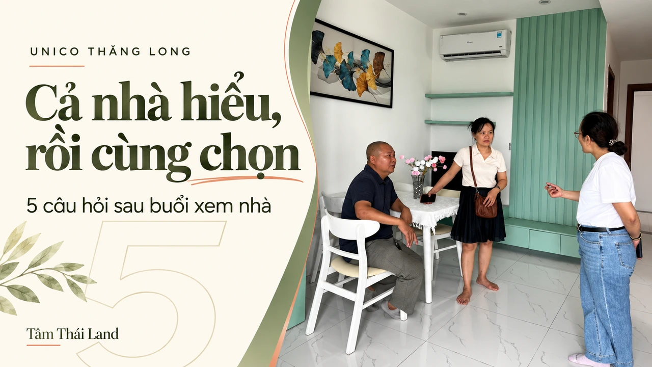 Khách trao đổi trong căn mẫu Unico Thăng Long, thiết kế chữ Cả nhà hiểu, rồi cùng chọn
