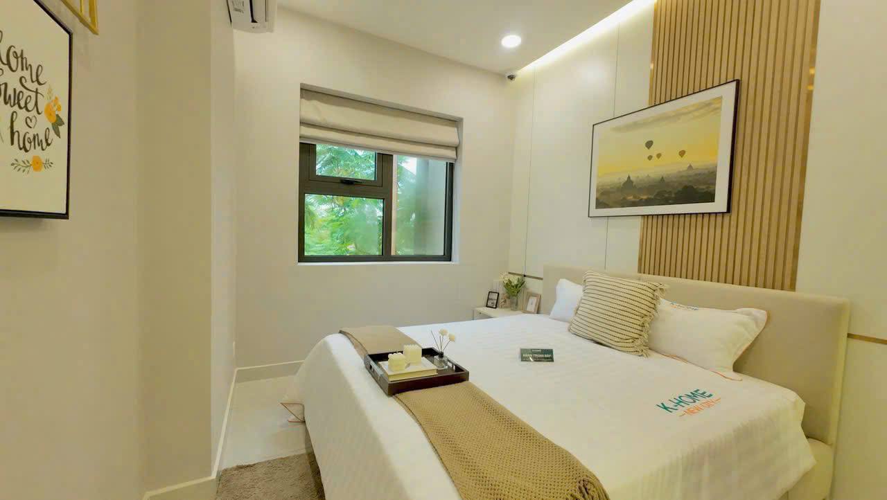 Phòng ngủ trong căn hộ mẫu Unico Thăng Long tại tầng 5