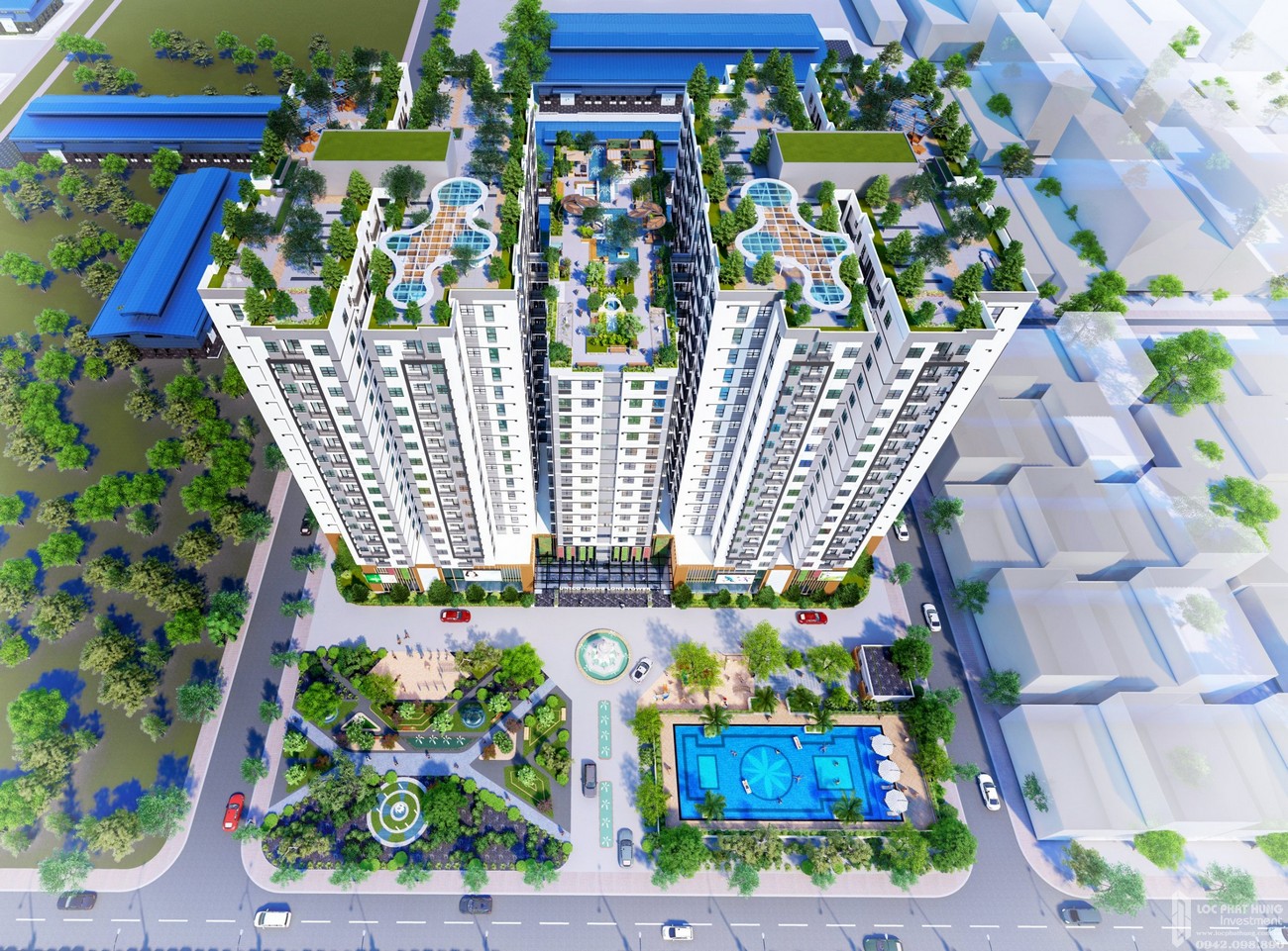 Phối cảnh tổng thể dự án Unico Thăng Long theo thiết kế
