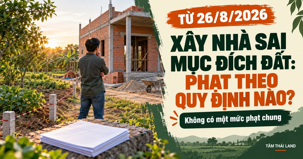 Người đứng trước nhà đang xây cạnh vườn cây và ranh đất
