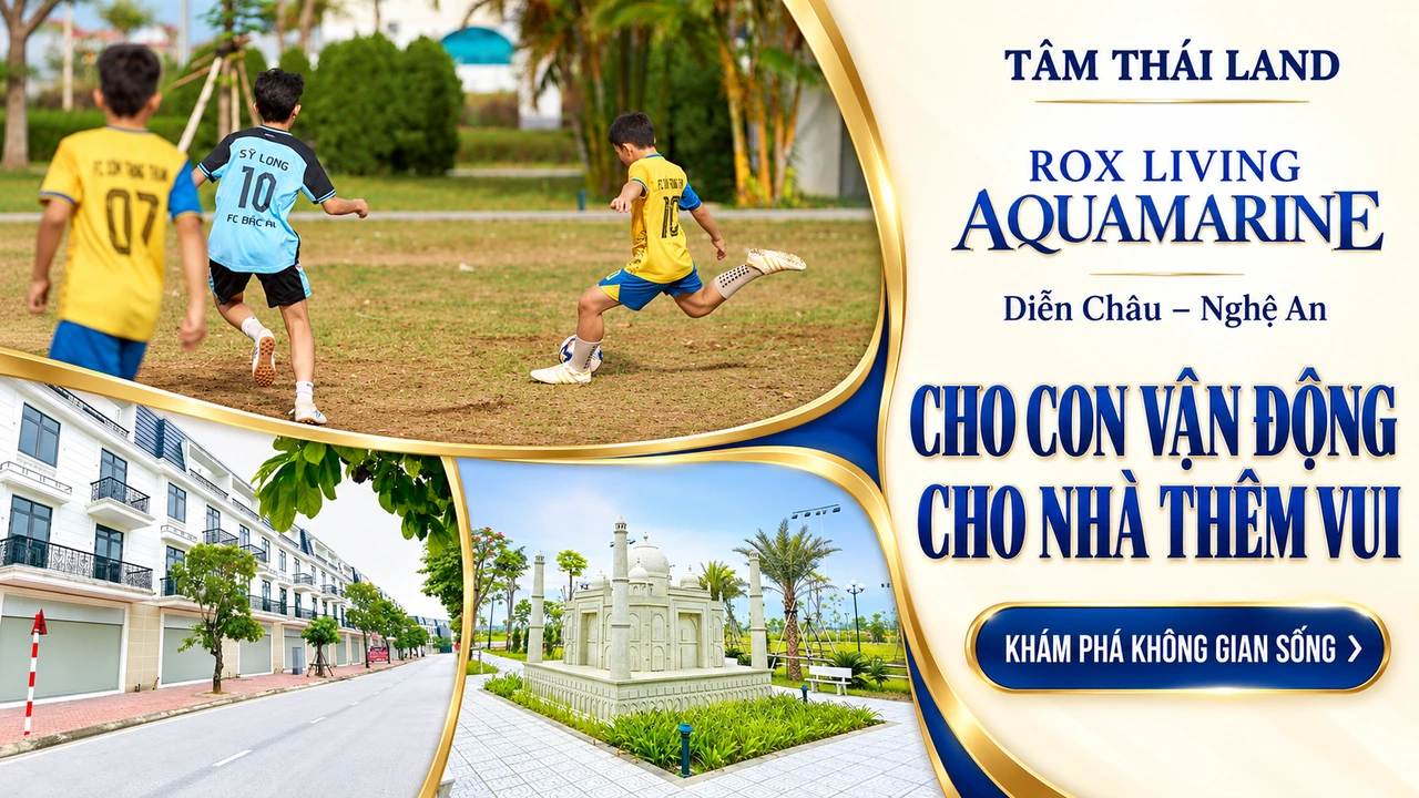 Trẻ chơi bóng, dãy nhà và mô hình kiến trúc trong tư liệu Aquamarine.